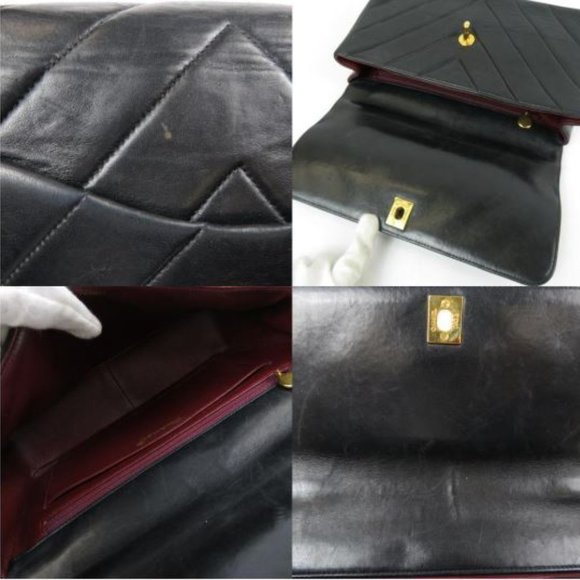 CHANEL Lambskin Chevron Quilted CC Dual Handle Flap Bag Black - Picture 9 of 9